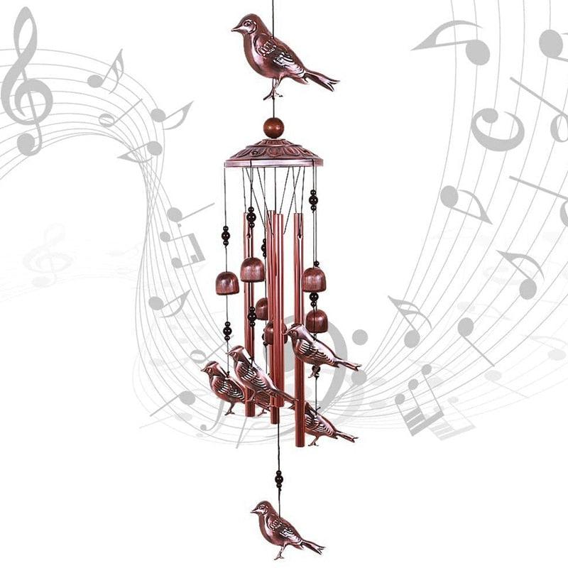 Bird Wind Chimes Waterproof Metal Wind Bells With Aluminum Tubes Bells Deep Tone Memorial Wind Chimes with Hook Smooth Melodic Tones Copper Antique Wind Chime Wall Hanging Home Decoration Romantic Wind Chime For Home Stevvex