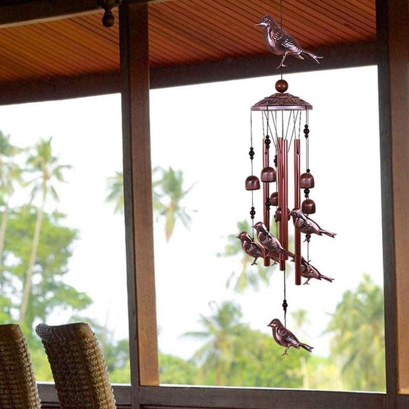 Bird Wind Chimes Waterproof Metal Wind Bells With Aluminum Tubes Bells Deep Tone Memorial Wind Chimes with Hook Smooth Melodic Tones Copper Antique Wind Chime Wall Hanging Home Decoration Romantic Wind Chime For Home Stevvex