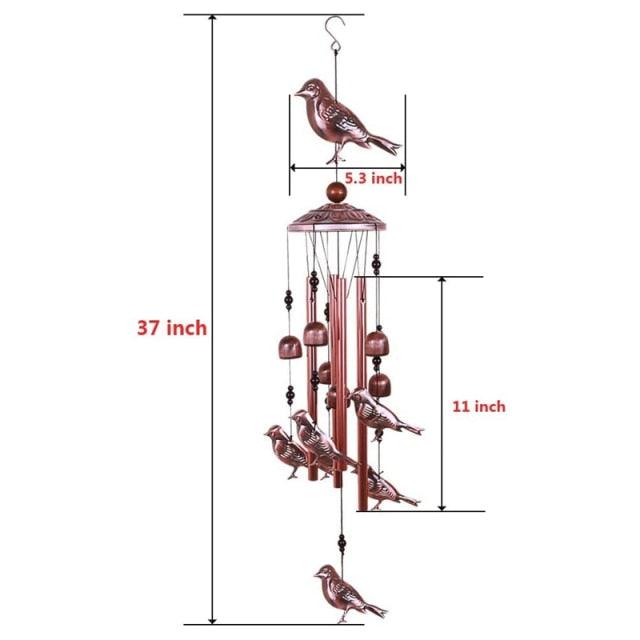 Bird Wind Chimes Waterproof Metal Wind Bells With Aluminum Tubes Bells Deep Tone Memorial Wind Chimes with Hook Smooth Melodic Tones Copper Antique Wind Chime Wall Hanging Home Decoration Romantic Wind Chime For Home Stevvex