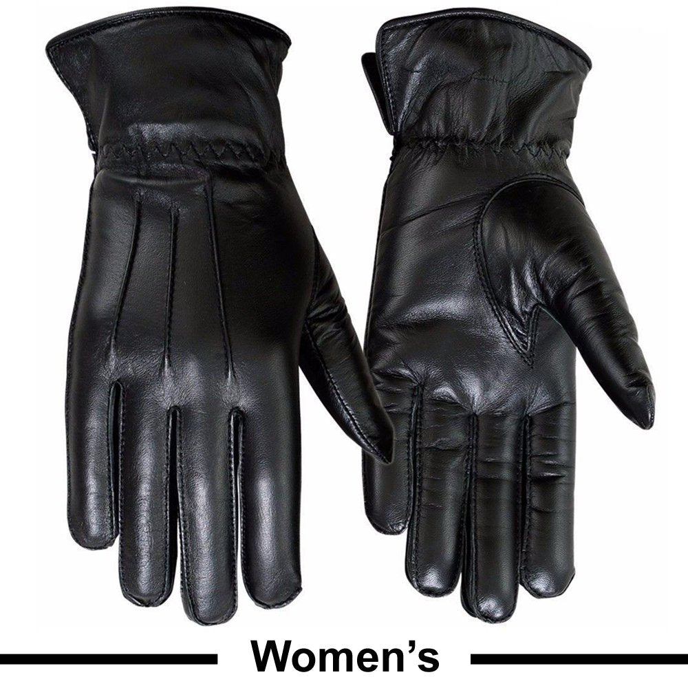Ladies Warm Winter Dress And Work Gloves, Thermal Lining, Genuine Black Leather - SJB-DIAMOND ELITES