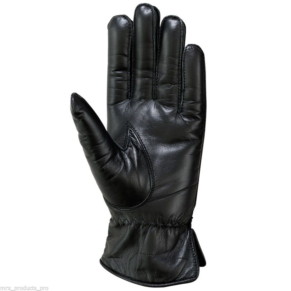 Ladies Warm Winter Dress And Work Gloves, Thermal Lining, Genuine Black Leather - SJB-DIAMOND ELITES