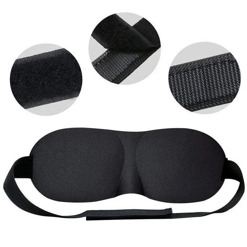 Black 3D Sleep Natural Sleeping Mask Eye Adjustable Strap Eye Mask Cover Portable Travel Blindfold Comfortable Mask For Sleeping Stevvex