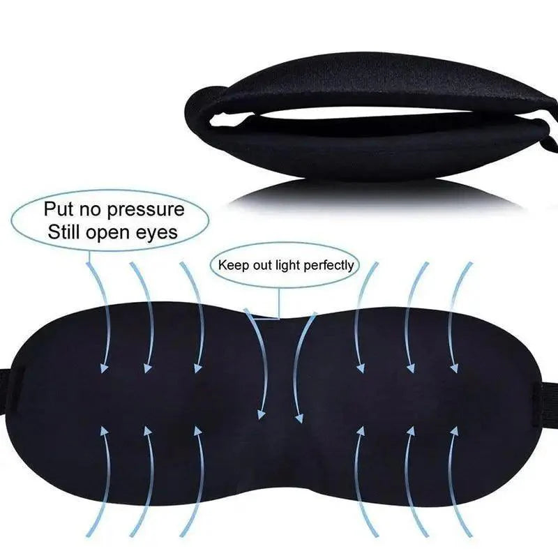 Black 3D Sleep Natural Sleeping Mask Eye Adjustable Strap Eye Mask Cover Portable Travel Blindfold Comfortable Mask For Sleeping Stevvex