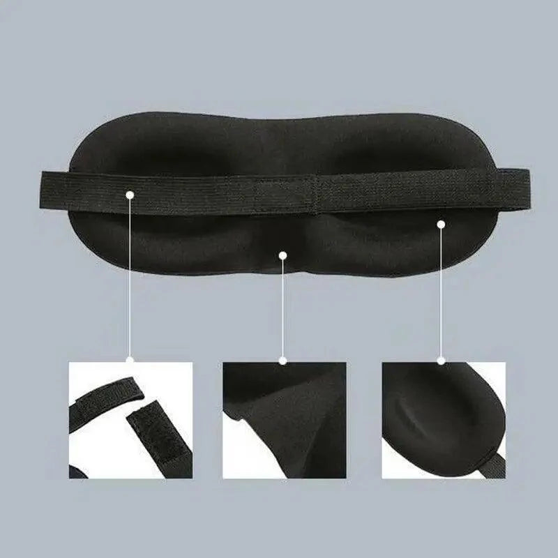 Black 3D Sleep Natural Sleeping Mask Eye Adjustable Strap Eye Mask Cover Portable Travel Blindfold Comfortable Mask For Sleeping Stevvex
