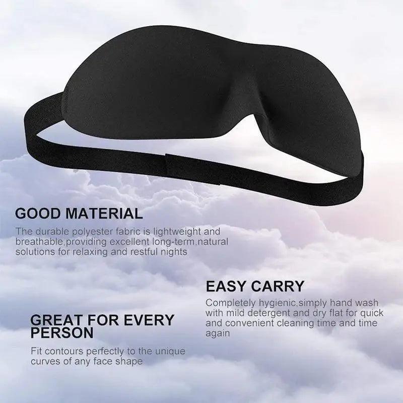 Black 3D Sleep Natural Sleeping Mask Eye Adjustable Strap Eye Mask Cover Portable Travel Blindfold Comfortable Mask For Sleeping Stevvex