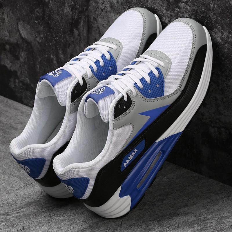 Black Air Cushion Men's Sport Sneakers Casual Breathable Shoes Running Sports Cushion Jogging Sport Sneakers Men's Lightweight Walking Athletic Running Tennis Shoes Stevvex