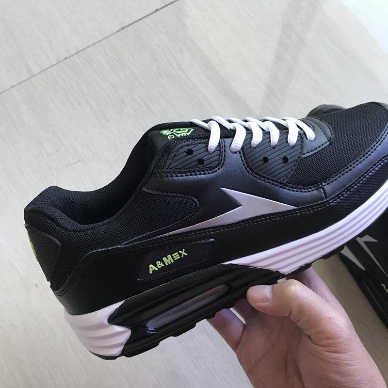 Black Air Cushion Men's Sport Sneakers Casual Breathable Shoes Running Sports Cushion Jogging Sport Sneakers Men's Lightweight Walking Athletic Running Tennis Shoes Stevvex