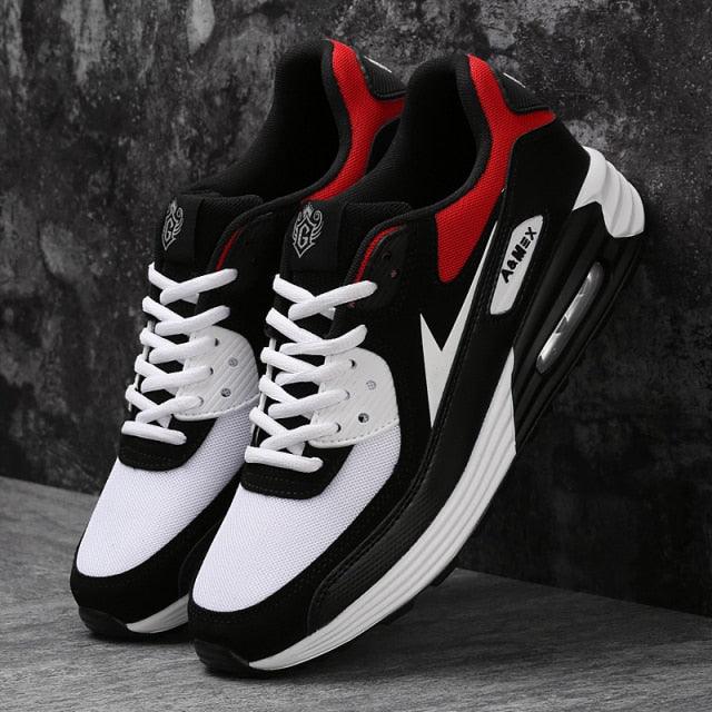 Black Air Cushion Men's Sport Sneakers Casual Breathable Shoes Running Sports Cushion Jogging Sport Sneakers Men's Lightweight Walking Athletic Running Tennis Shoes Stevvex