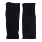 Black Alpaca Fingerless Gloves Long Ribbed Cuff Warm Wrist Sleeve BandsCo Straps
