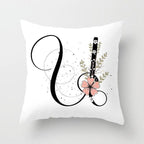 Black Alphabet Flower Print Pillow Cover White Polyester Modern Cushion Cover Decorative Pillowcase For Sofa Bed Chair Car Throw Pillow Covers Decorative Pillow Cases ABC Letter Cushion Covers Square Pillow Protectors Home Decor 45x45cm Stevvex