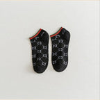 Black And White Embroidery Female Tide Socks Shallow Mouth Summer Cartoon Cow Cute Fashion Boat Socks Unisex Men And Women Cotton Ankle Socks
