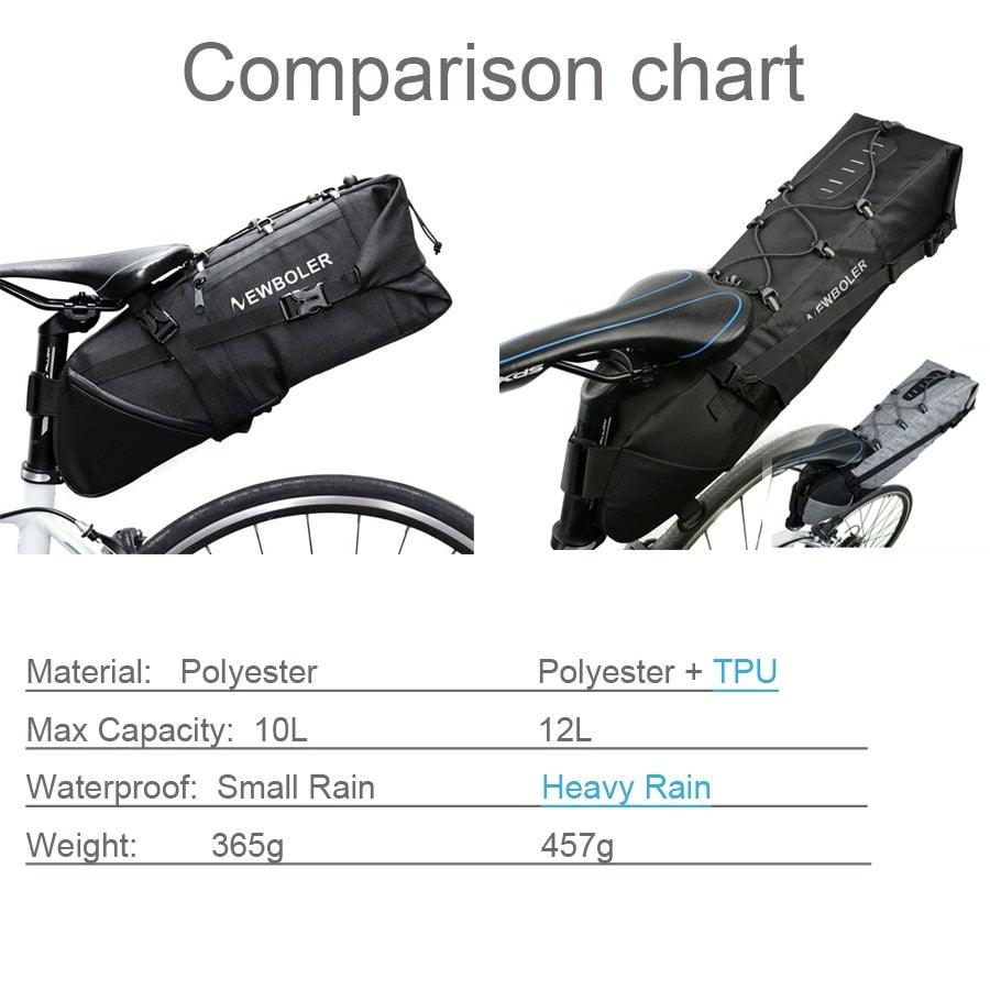 Black Bike Bag Bicycle Bag Cycle Cycling Bike Seat Bag Bags Accessories Waterproof Bike Packing Bags Large Bike Bags Fully Waterproof Bike Bag Under Seat Roll Up Cycling Rear Tail Pack Stevvex