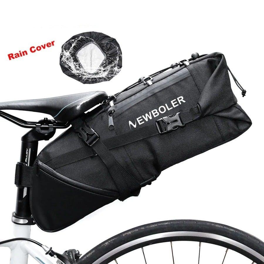 Black Bike Bag Bicycle Bag Cycle Cycling Bike Seat Bag Bags Accessories Waterproof Bike Packing Bags Large Bike Bags Fully Waterproof Bike Bag Under Seat Roll Up Cycling Rear Tail Pack Stevvex