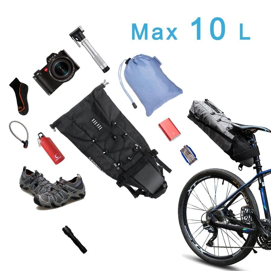 Black Bike Bag Bicycle Bag Cycle Cycling Bike Seat Bag Bags Accessories Waterproof Bike Packing Bags Large Bike Bags Fully Waterproof Bike Bag Under Seat Roll Up Cycling Rear Tail Pack Stevvex