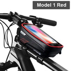 Black Bike Bag Frame Front Top Tube Cycling Bag Waterproof Phone Case Touchscreen Bag  Pack Bicycle Accessories Bike Bicycle Bag Waterproof Bike Phone Mount Bag Front Frame Top Tube Handlebar Bag Touch Screen Holder Case For Cell Phones 6.6in