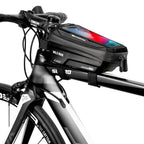 Black Bike Bag Frame Front Top Tube Cycling Bag Waterproof Phone Case Touchscreen Bag  Pack Bicycle Accessories Bike Bicycle Bag Waterproof Bike Phone Mount Bag Front Frame Top Tube Handlebar Bag Touch Screen Holder Case For Cell Phones 6.6in