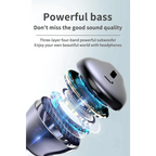 Black Bluetooth-Compatible Wireless Bass Ear Buds Stereo Headphone With Mic Touch Control Bluetooth Lightweight Earphones Stevvex