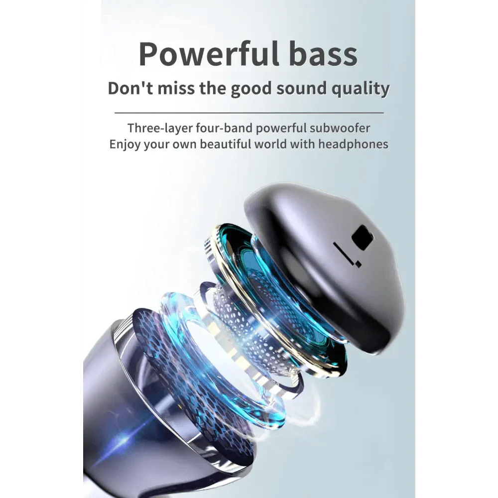 Black Bluetooth-Compatible Wireless Bass Ear Buds Stereo Headphone With Mic Touch Control Bluetooth Lightweight Earphones Stevvex
