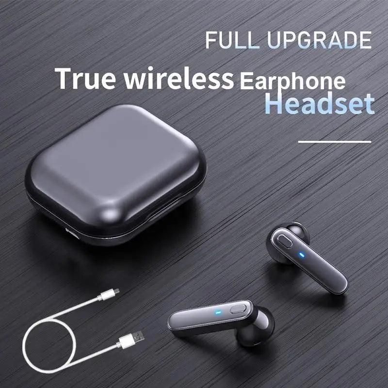 Black Bluetooth-Compatible Wireless Bass Ear Buds Stereo Headphone With Mic Touch Control Bluetooth Lightweight Earphones Stevvex