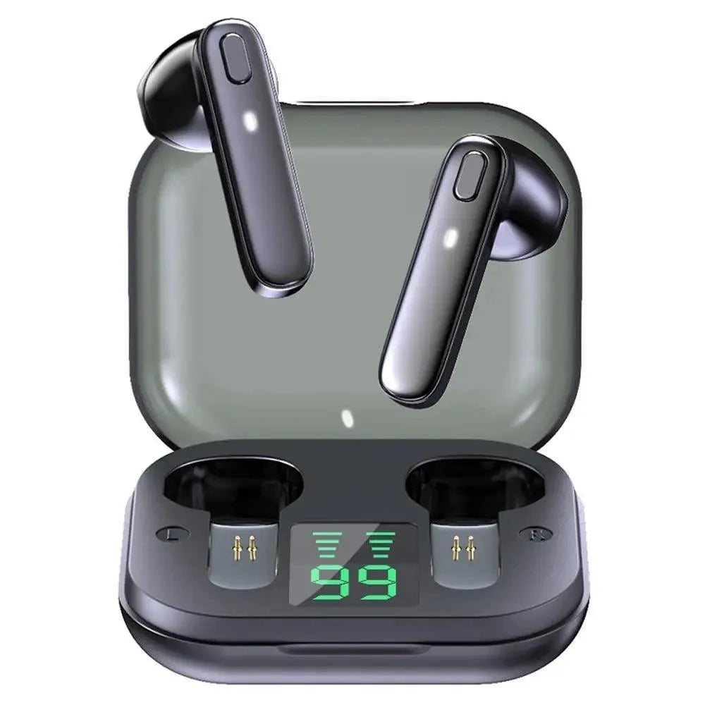 Black Bluetooth-Compatible Wireless Bass Ear Buds Stereo Headphone With Mic Touch Control Bluetooth Lightweight Earphones Stevvex