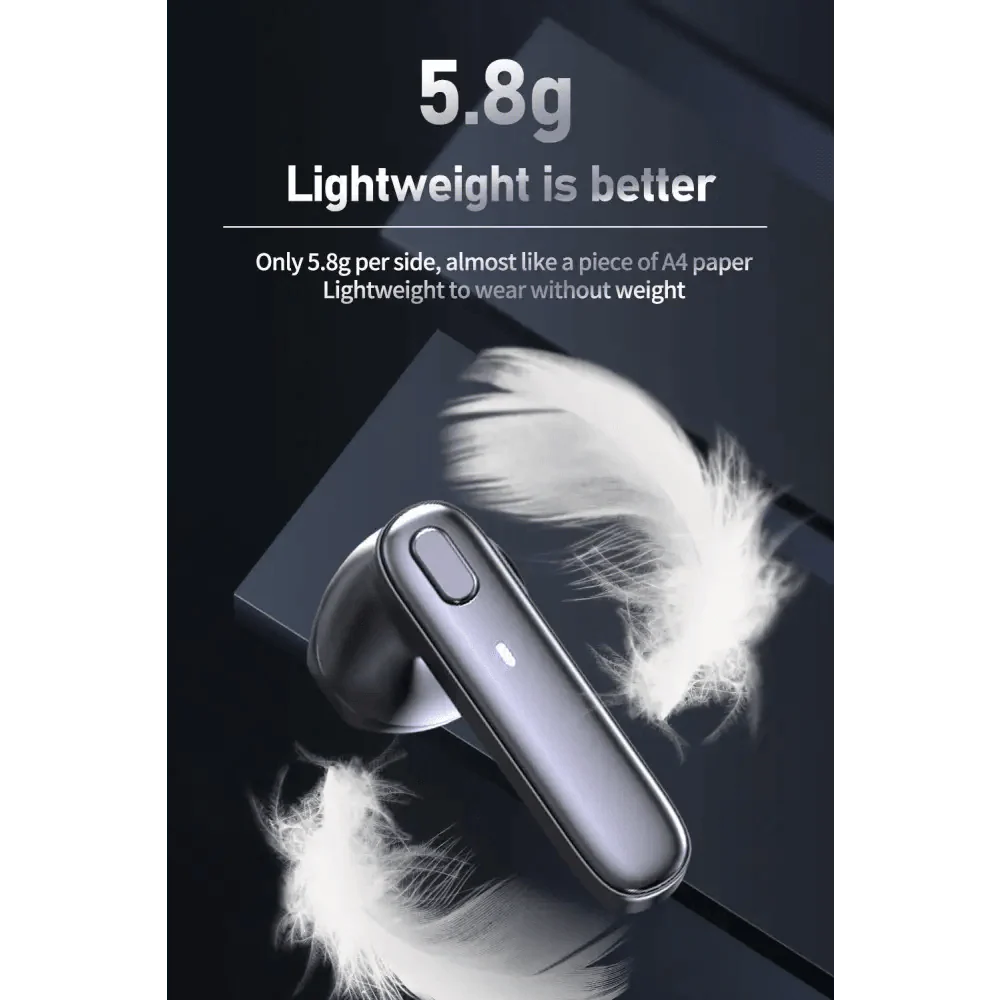 Black Bluetooth-Compatible Wireless Bass Ear Buds Stereo Headphone With Mic Touch Control Bluetooth Lightweight Earphones Stevvex