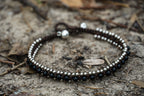 Black Boho Anklet Silver Beaded Adjustable Beach Jewelry