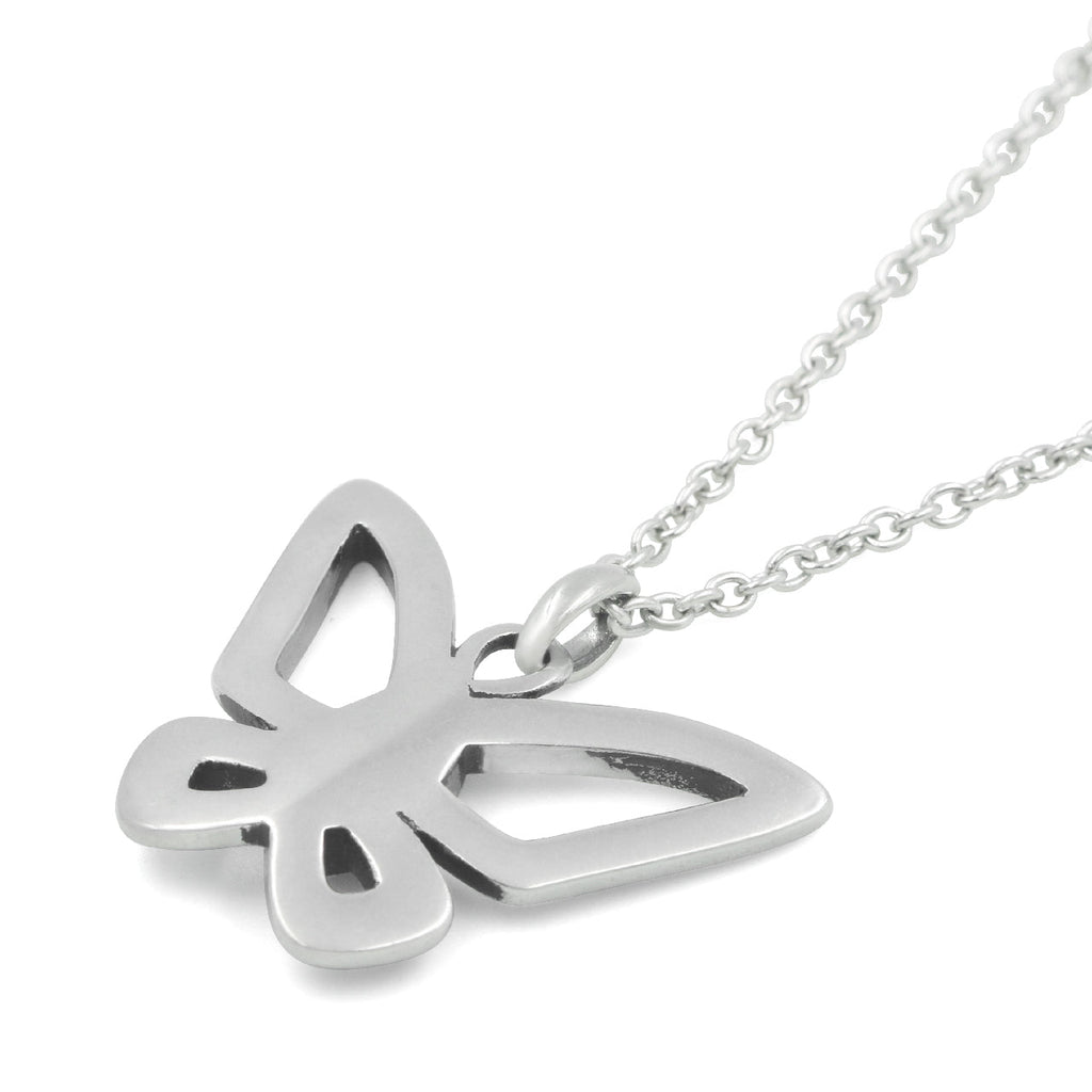 Black Butterfly Necklace With Crystal Accent Pendant