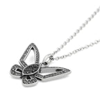 Black Butterfly Necklace With Crystal Accent Pendant