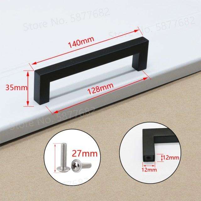 Black Cabinet Handle Square Furniture Hardware Stainless Steel Kitchen Door Knobs Cupboard Wardrobe Drawer Pulls Furniture Handle Drawer Pull Hardware Stainless Steel Kitchen Drawer Pulls Cabinet Handles Stevvex