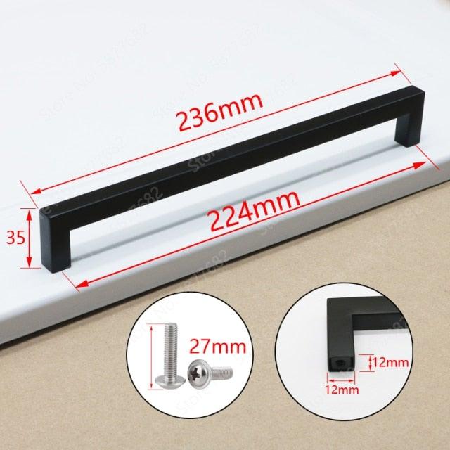 Black Cabinet Handle Square Furniture Hardware Stainless Steel Kitchen Door Knobs Cupboard Wardrobe Drawer Pulls Furniture Handle Drawer Pull Hardware Stainless Steel Kitchen Drawer Pulls Cabinet Handles Stevvex