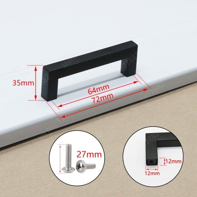 Black Cabinet Handle Square Furniture Hardware Stainless Steel Kitchen Door Knobs Cupboard Wardrobe Drawer Pulls Furniture Handle Drawer Pull Hardware Stainless Steel Kitchen Drawer Pulls Cabinet Handles Stevvex