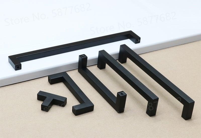 Black Cabinet Handle Square Furniture Hardware Stainless Steel Kitchen Door Knobs Cupboard Wardrobe Drawer Pulls Furniture Handle Drawer Pull Hardware Stainless Steel Kitchen Drawer Pulls Cabinet Handles Stevvex