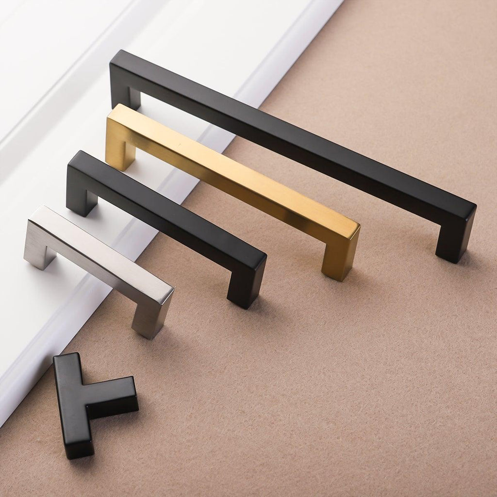 Black Cabinet Handle Square Furniture Hardware Stainless Steel Kitchen Door Knobs Cupboard Wardrobe Drawer Pulls Furniture Handle Drawer Pull Hardware Stainless Steel Kitchen Drawer Pulls Cabinet Handles Stevvex