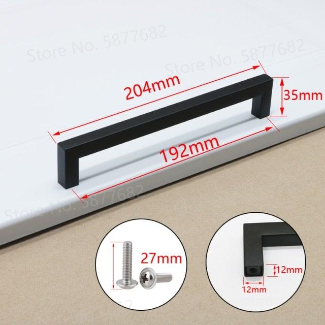 Black Cabinet Handle Square Furniture Hardware Stainless Steel Kitchen Door Knobs Cupboard Wardrobe Drawer Pulls Furniture Handle Drawer Pull Hardware Stainless Steel Kitchen Drawer Pulls Cabinet Handles Stevvex