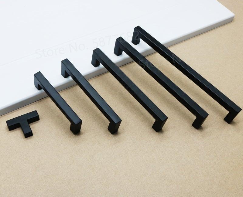 Black Cabinet Handle Square Furniture Hardware Stainless Steel Kitchen Door Knobs Cupboard Wardrobe Drawer Pulls Furniture Handle Drawer Pull Hardware Stainless Steel Kitchen Drawer Pulls Cabinet Handles Stevvex
