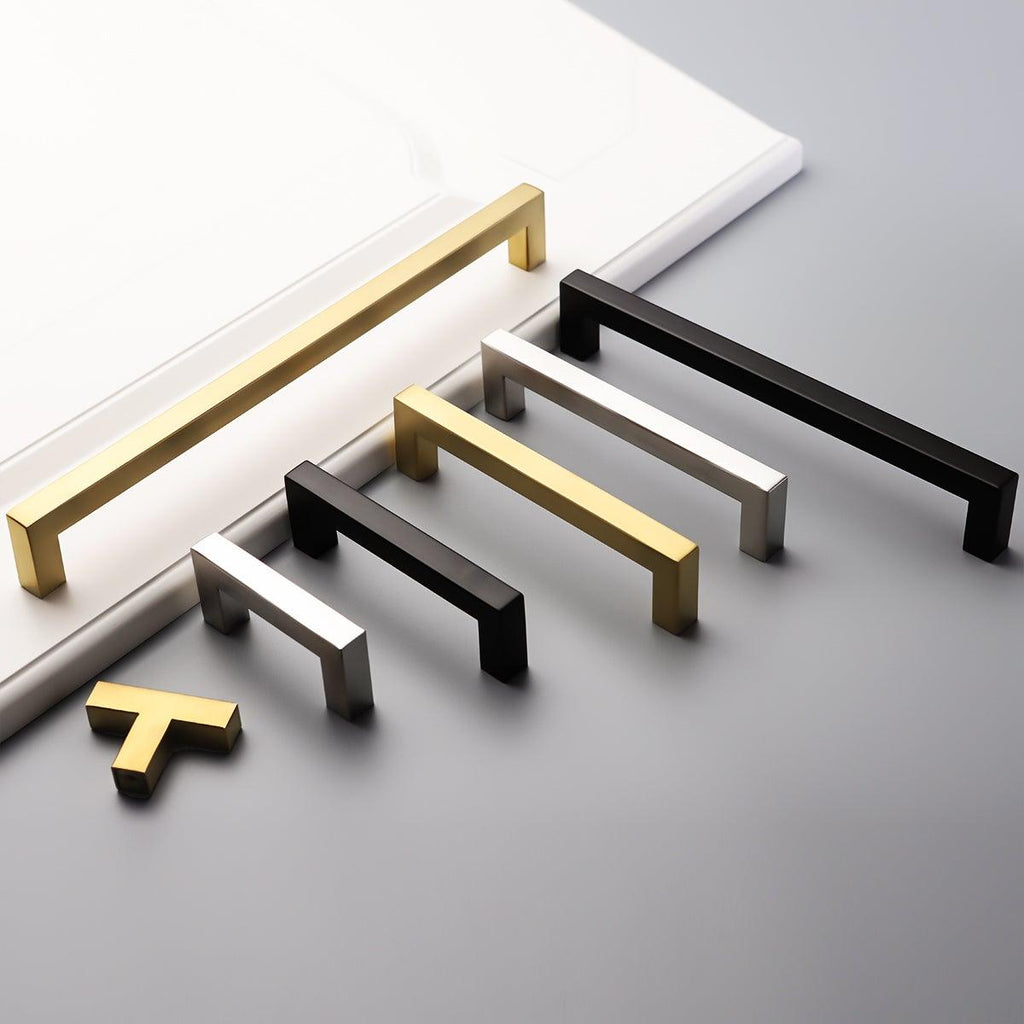 Black Cabinet Handle Square Furniture Hardware Stainless Steel Kitchen Door Knobs Cupboard Wardrobe Drawer Pulls Furniture Handle Drawer Pull Hardware Stainless Steel Kitchen Drawer Pulls Cabinet Handles Stevvex