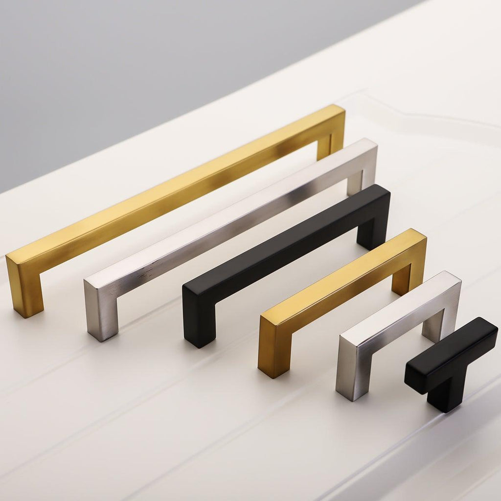 Black Cabinet Handle Square Furniture Hardware Stainless Steel Kitchen Door Knobs Cupboard Wardrobe Drawer Pulls Furniture Handle Drawer Pull Hardware Stainless Steel Kitchen Drawer Pulls Cabinet Handles Stevvex