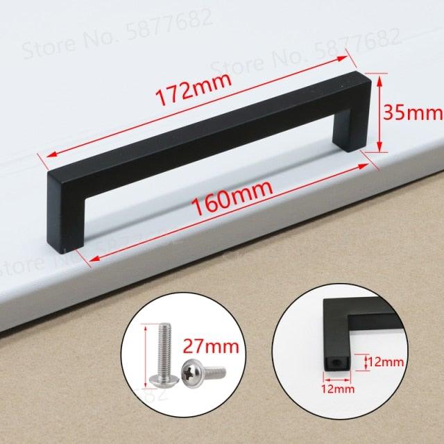 Black Cabinet Handle Square Furniture Hardware Stainless Steel Kitchen Door Knobs Cupboard Wardrobe Drawer Pulls Furniture Handle Drawer Pull Hardware Stainless Steel Kitchen Drawer Pulls Cabinet Handles Stevvex
