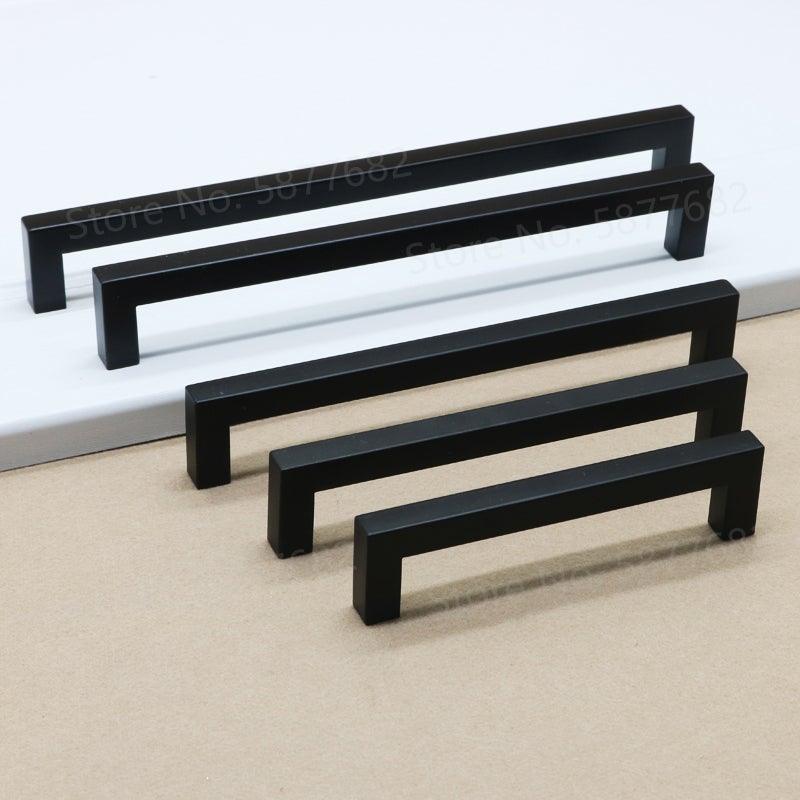 Black Cabinet Handle Square Furniture Hardware Stainless Steel Kitchen Door Knobs Cupboard Wardrobe Drawer Pulls Furniture Handle Drawer Pull Hardware Stainless Steel Kitchen Drawer Pulls Cabinet Handles Stevvex