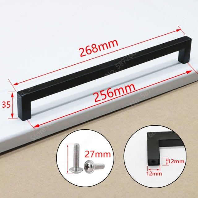 Black Cabinet Handle Square Furniture Hardware Stainless Steel Kitchen Door Knobs Cupboard Wardrobe Drawer Pulls Furniture Handle Drawer Pull Hardware Stainless Steel Kitchen Drawer Pulls Cabinet Handles Stevvex