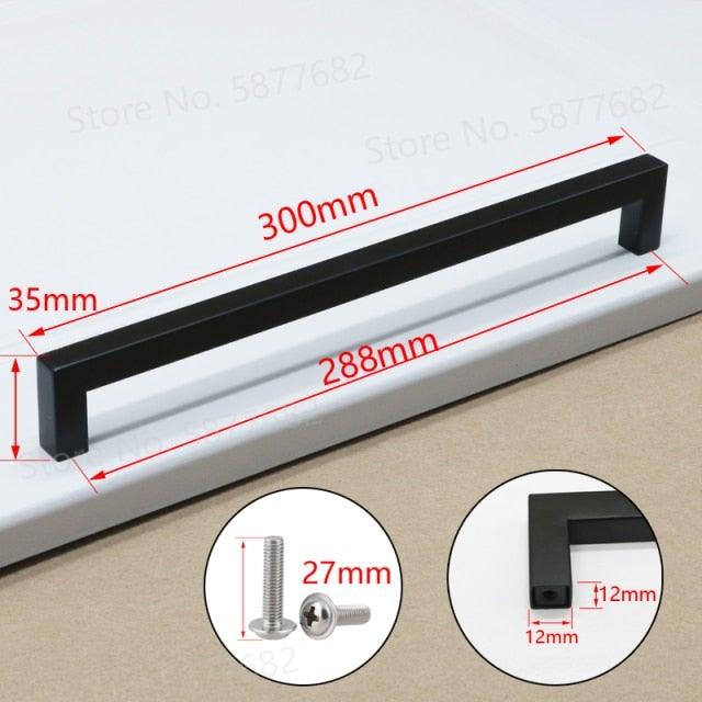 Black Cabinet Handle Square Furniture Hardware Stainless Steel Kitchen Door Knobs Cupboard Wardrobe Drawer Pulls Furniture Handle Drawer Pull Hardware Stainless Steel Kitchen Drawer Pulls Cabinet Handles Stevvex