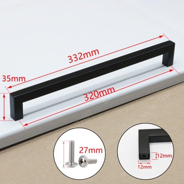 Black Cabinet Handle Square Furniture Hardware Stainless Steel Kitchen Door Knobs Cupboard Wardrobe Drawer Pulls Furniture Handle Drawer Pull Hardware Stainless Steel Kitchen Drawer Pulls Cabinet Handles Stevvex
