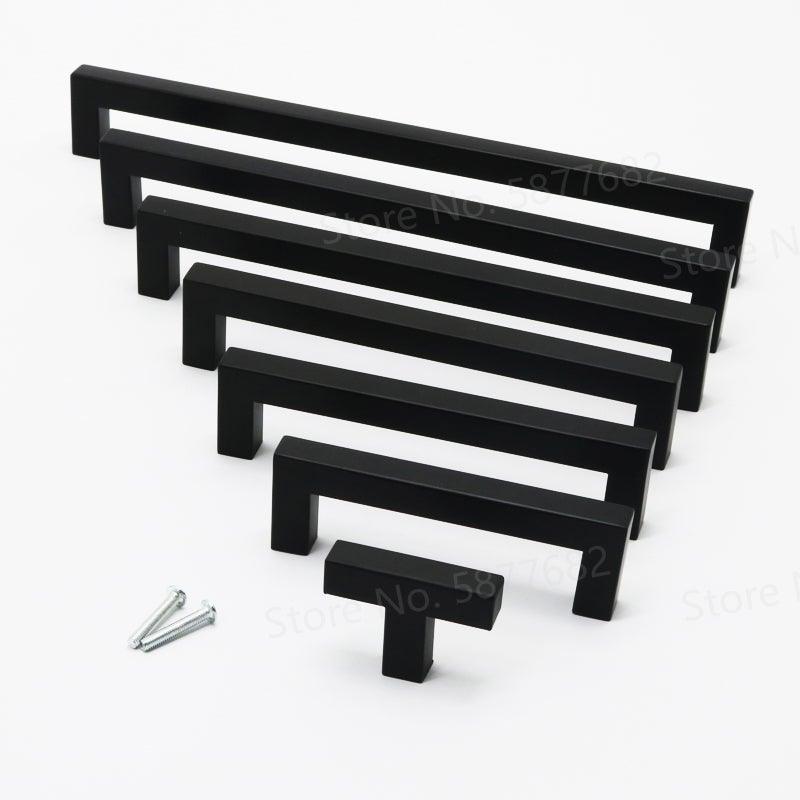 Black Cabinet Handle Square Furniture Hardware Stainless Steel Kitchen Door Knobs Cupboard Wardrobe Drawer Pulls Furniture Handle Drawer Pull Hardware Stainless Steel Kitchen Drawer Pulls Cabinet Handles Stevvex