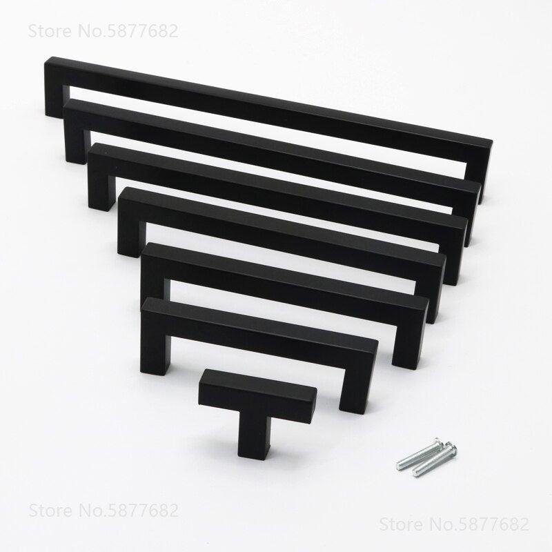 Black Cabinet Handle Square Furniture Hardware Stainless Steel Kitchen Door Knobs Cupboard Wardrobe Drawer Pulls Furniture Handle Drawer Pull Hardware Stainless Steel Kitchen Drawer Pulls Cabinet Handles Stevvex