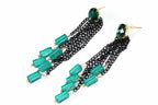 Black Chain Bead Dangle Earrings Long Tassel Drop Light