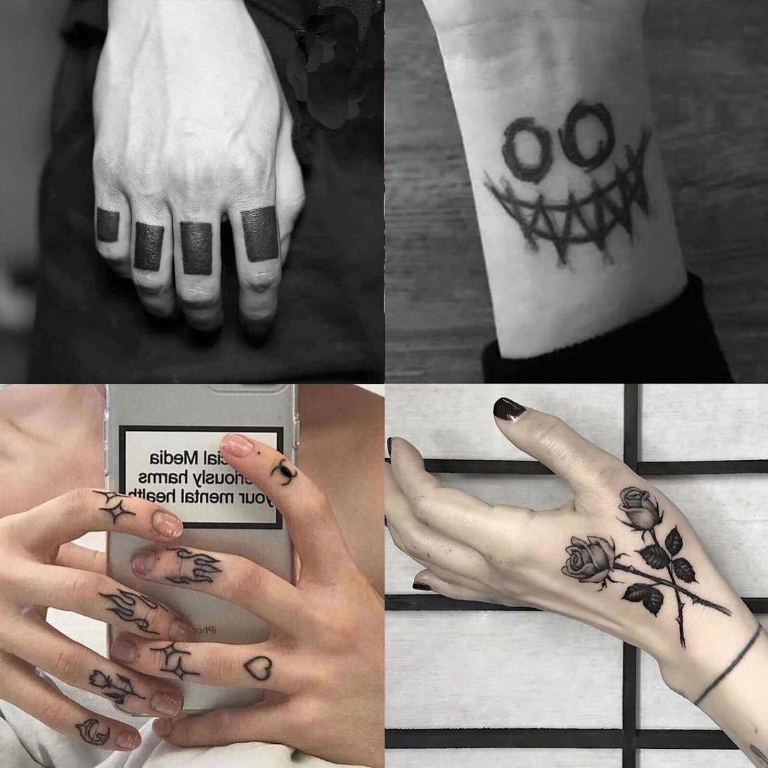 Black Clown Temporary Tattoo Sticker Body Art Arm Waist Fake Waterproof Tattoos Elegant Small Design For Men Women Stevvex