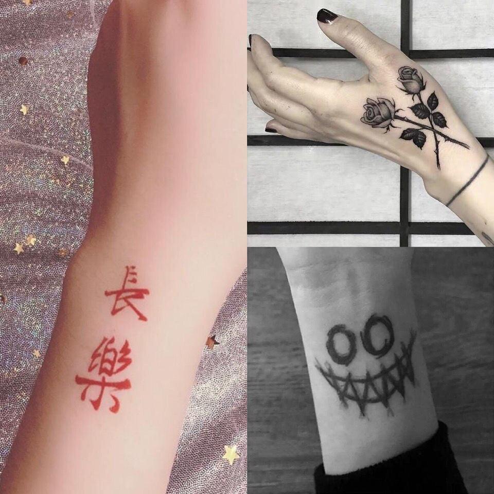 Black Clown Temporary Tattoo Sticker Body Art Arm Waist Fake Waterproof Tattoos Elegant Small Design For Men Women Stevvex