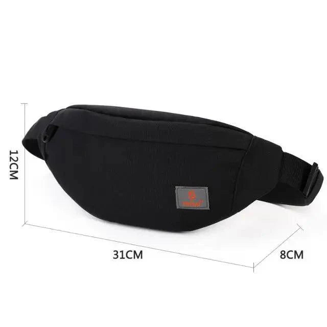 Black Crossbody Fanny Pack Simple Design Belt Bag Canvas Hands Free Travel Bag Sports Workout Durable Lightweight Fanny Packs For Festivals Stevvex