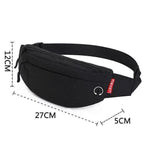 Black Crossbody Fanny Pack Simple Design Belt Bag Canvas Hands Free Travel Bag Sports Workout Durable Lightweight Fanny Packs For Festivals Stevvex