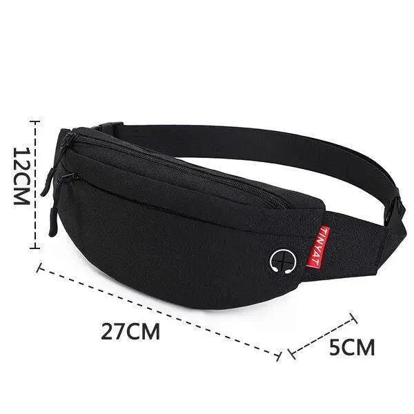Black Crossbody Fanny Pack Simple Design Belt Bag Canvas Hands Free Travel Bag Sports Workout Durable Lightweight Fanny Packs For Festivals Stevvex